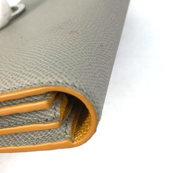 BVLGARI Bulgari Bulgari Logo clip Two fold Folded wallet Leather Gray x Yellow - Picture 4 of 16